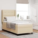Holamys Boxspringbett mit Matratze Creme 80x200 cm, Einzelbett für Schlafzimmer, mit Topper & Federkern, für erholsamen Schlaf
