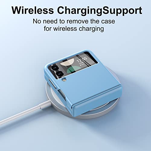 For Samsung Z Flip 4 Case: Spring Hinge Protection & Camera Lens Protector Metal Volume Key Protective Slim Shockproof Phone Case For Galaxy Z-Flip4 5G (Blue) #TOP4