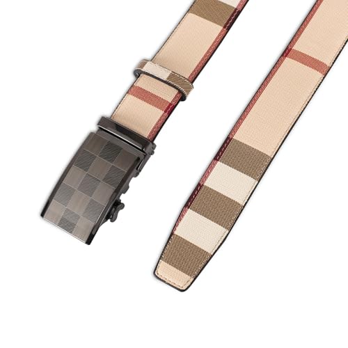 Image of Aurolran Men&Womens Leather Dress Belt Business Automatic Buckle Belt Color-Black Silver Gold