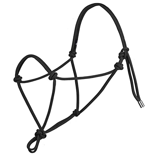Licol en corde Harrison Howard noir pour cheval idéal lors des séances de travail à pied