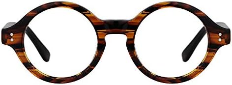 Zeelool Unisex Retro Acetate Round Eyeglasses Frame with Clear Lens Giggs FA0249-01 Tortoise