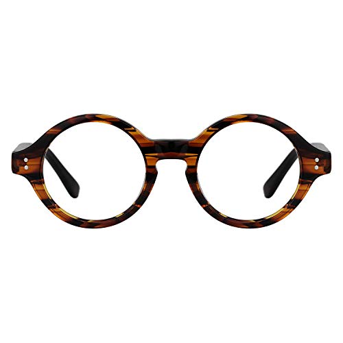 Zeelool Unisex Retro Acetate Round Eyeglasses Frame with Clear Lens Giggs FA0249-01 Tortoise
