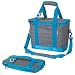 CleverMade Collapsible Cooler Bag with Shoulder Strap: Insulated Leakproof 30 Can Portable Soft Beverage Tote with Bottle Opener for Camping, Lunch, Beach, Picnic; Grey/Blue