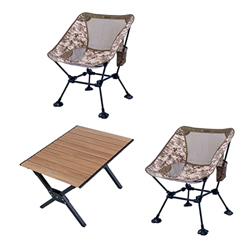 Iclimb 2 Ultralight Compact Anti-Sinking Large Feet Chair And 1 Lightweight Stable Elegant Rectangle Alu. Folding Table Bundle, For Two Adults Outdoor Camping Beach Concert #TOP4