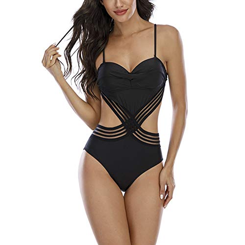 MA87 Damen Retro One Piece Badeanzug V Ausschnitt Geraffte Monokini Bauchweg Gepolsterte Badebekleidung Plus Size Einteiliger Bikini Cover