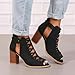 BORAMAX Womens Open Toe Heel Sandal,Fashion Buckle Strap Chunky High Heel Sandals Faux Suede Cutout Black High Heel Party Dress Booties