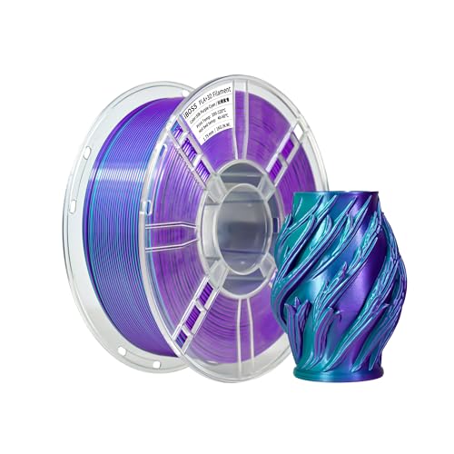 iBOSS Silk PLA Filament 1.75 mm Two-Tone Violet-Turquoise, High Gloss Coextruded 3D Printer Filament, +/- 0.02 mm, 2.2 l