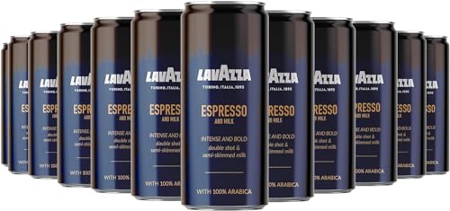 Lavazza, Ready to drink Espresso and Milk, Café Frío Listo para Beber, 12 x 250 ml, Gusto Intenso y con Cuerpo, con Café 100% Arábica y Leche Semidesnatada