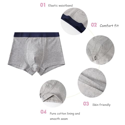 FedMois Jungen Boxershorts Unterhosen Baumwolle Pantys Unterwäsche 8er Pack, Mehrfarbig, Gr. 128-140 (7-9 Jahre)