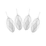 Northlight 4ct White with Silver Beading and Glitter Diamond Pattern Shatterproof Christmas Finial Ornaments 4.5
