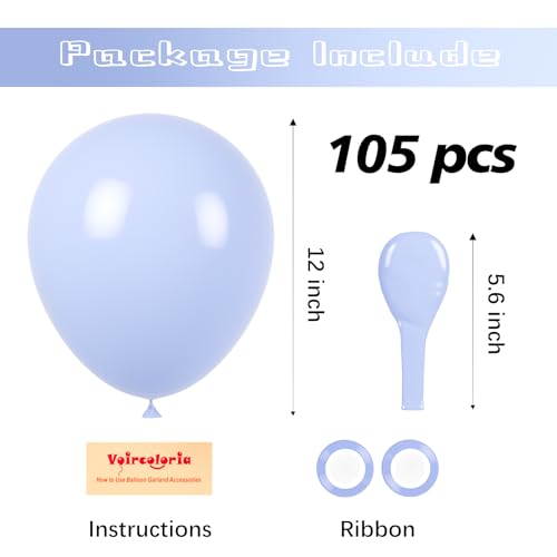 Image of Voircoloria 105pcs Dusty Blue Balloons 12inch Party Latex Balloons for Boys Girls Birthday Baby Shower Gender Reveal Wedding Sunflower Party Decorations