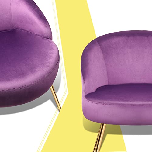 Magshion Spacesaving Vanity Stool Accent Chair Armchair Living Room Chair Leisure Chairs Makeup Bathroom Seat Wood Legs Velvet Chair, Grey, Velvet Purple #TOP4