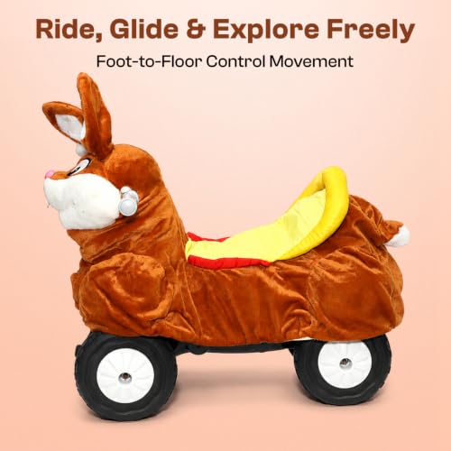 Image of Toyzone Little Soft Rabbit Ride on | Cloth-Covered Ride On Toy with Wheels | Back Support | Indoor & Outdoor Ride-On for Toddlers 1-4 Years