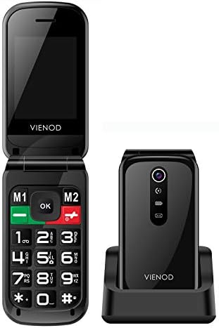 VF241 Big Button Mobile Phones For Elderly, 2.4" Display, 2G Unlocked Senior Flip Mobile Phone with SOS Function, Speed Dial, Torch and Camera- Black