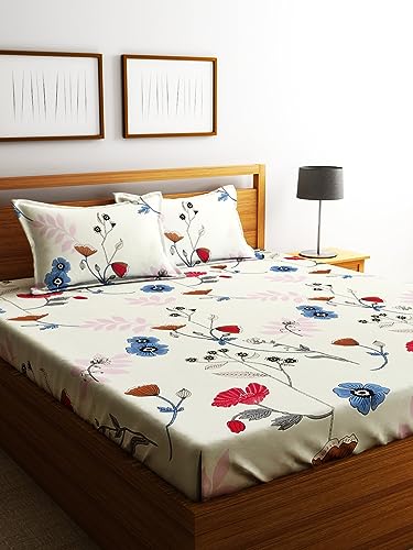 Image of Home Sizzler 144TC Tropical Floral Paradise Double Bedsheet with 2 King Size Pillow Covers