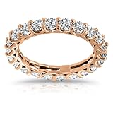 Hoops & Loops Sterling Silver Cubic Zirconia 3mm Round-Cut Eternity Band Ring