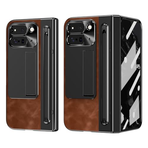 LSKOZU Pixel 9 Pro Fold�p�P�[�X�A�����X�N���[���v���e�N�^�[�A�ϏՌ����Ɨ����h�~�A�t�@�b�V���i�u���ȃ��U�[�P�[�X (�u���E���A�X�^���h�A�X�^�C���X�z���_�[�A�t���b�v�P�[�X)