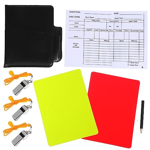 Gogogmee 1Set Standard Referee Kit Complete with Cards Score Sheet Whistles Pencil Portable Card Book for Soccer Football Basketball and Volleyball Matches