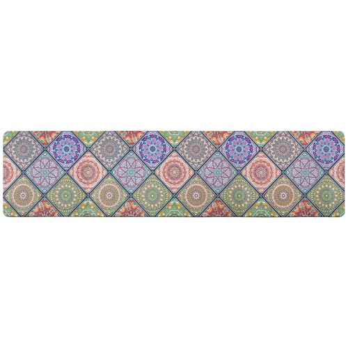 QIYI Boho Anti Fatigue Kitchen Mat, 1 Piece Cushioned Kitchen