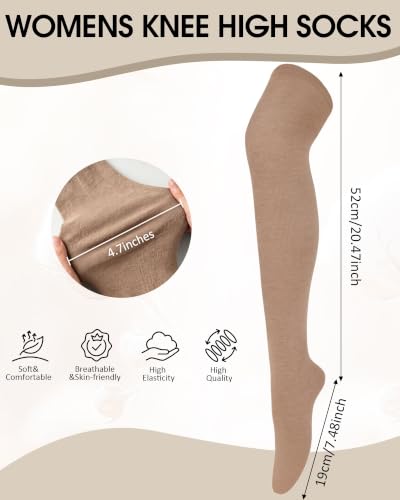 Image of Chalier Womens Thigh High Socks, Thigh Socks Stockings for Women | Soft Mild Blended, Slim Light Fabric, Elastic Cuff, Long Tube, Hug Leg Curves, Four Season Outfits, Casual Daily Footwear