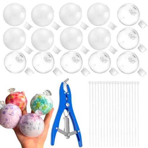 XYTZHSAI DIY Stress Ball Making Kit 15 PCS TPR Skins with Expander Complete Squishy Maker Kit for Adults Kids ASMR Sensory Stress Relief Toys Customizable Self-Care Gift for Office & Anxiety