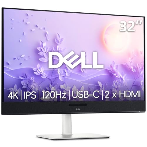 Image of Dell 32 inch Monitor, 4K (3840 x 2160) - 120Hz Refresh Rate 15001 Contrast Ratio, AMD FreeSync - VESA, Integrated Speaker, Height /Tilt /Pivot /Swivel Adjustability, 2 x HDMI & USB-C, White