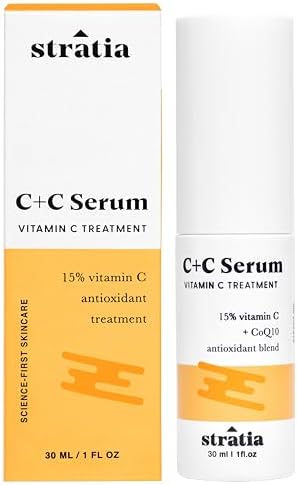 Stratia C+C Vitamin C Serum โ 15% Potent Formula with 10% L-Ascorbic Acid for...