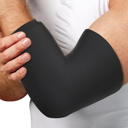 Image of Elbow Ice Pack Wrap Sleeve with 360 Cold Compression Support, Reusable Gel Ice Therapy - 1 Piece, Black - Ideal for Tendonitis, Tennis Elbow, Golfers Arm & Sports Injury Relief