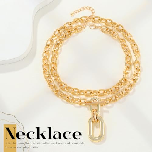 Handcess Boho Chunky Choker Halskette Gold Layered Halsketten Punk Dicke Halskette Kette für Frauen
