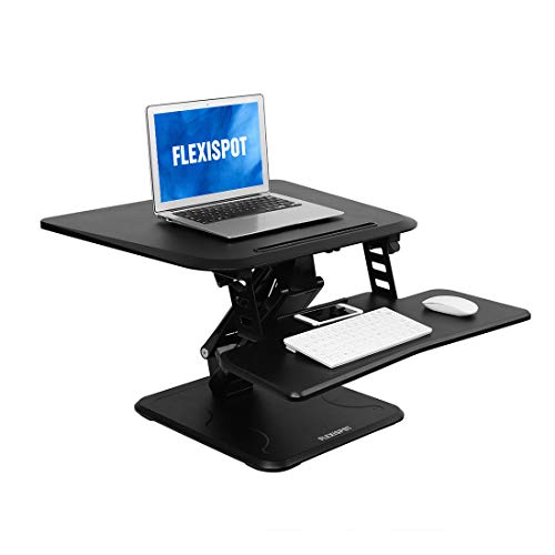FlexiSpot M5B Desk Riser, 27 Inch Height-Adjustable Standing Desk Converter with Quick Release Keyboard Tray, Black