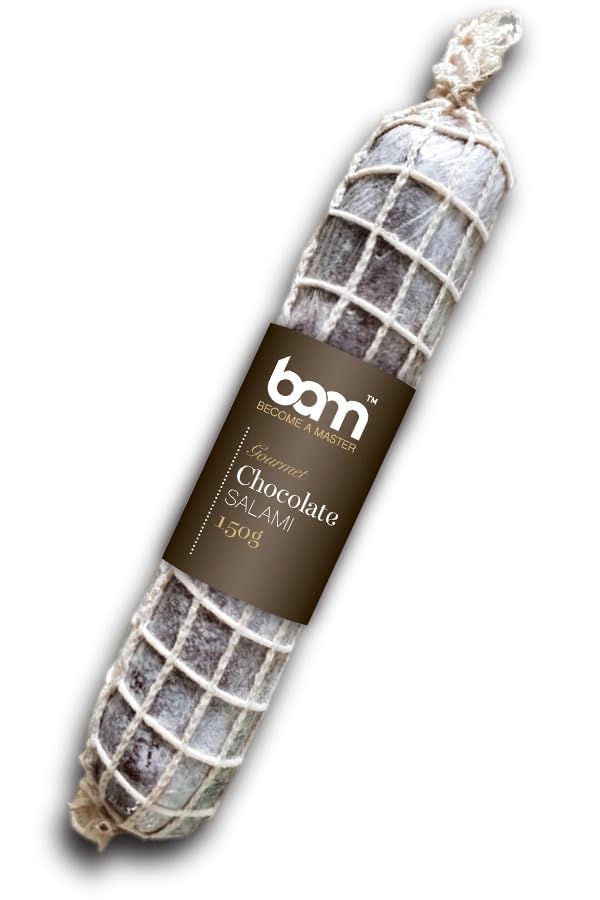 BAM Salami de Chocolate, 150 g – Chocolate Regalo Artesanal con al Menos 50% Avellanas - Regalo Original para Cualquier Ocasión