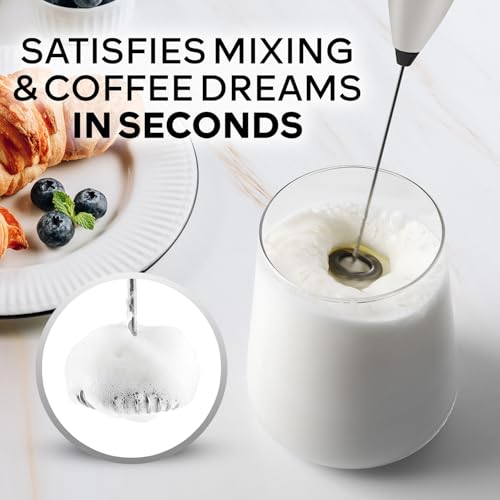 Image of Zulay Kitchen Powerful Milk Frother Wand With Duracell Batteries - Ultra Fast Handheld Drink Mixer - Electric Whisk Foam Maker for Coffee, Lattes, Cappuccino & Matcha - Z1 Motor - Gray & Black