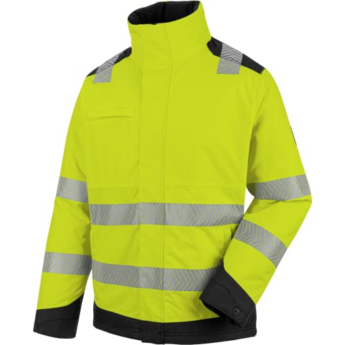 Parka de travail haute-visibilité jaune pour rester visible sous la pluie