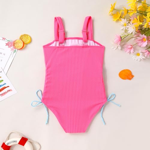 Image of Girls Swimsuit One Piece Bathing Suit Adjustable Straps Solid Color Cut Out Butterfly Girls' Swimwear for 7-14Y