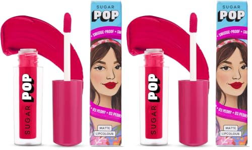 Image of SUGAR POP Matte Lipcolour | Vitamin E | Super-Pigmented | Smudge-proof | 1.6 ml - 03 Peony (Pack of 2)