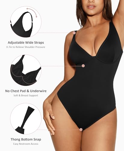 Feelingirl Shapewear Bodysuits For Women Tummy Control Thong Body Suit Body Shaper thumb #3
