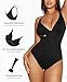 FeelinGirl Plus Size Bodysuits for Women Thong Shapewear Tummy Control Body Suits Deep V Neck Body Shaper, Black, 3XL