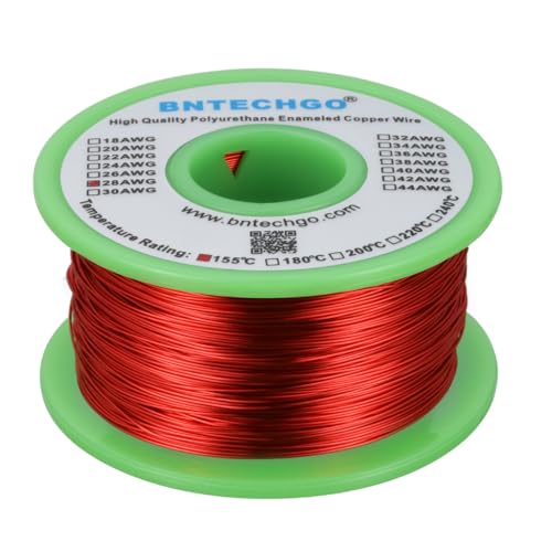 Image of BNTECHGO 28 AWG Magnet Wire 8 oz Red Enameled Copper Wire 0.0122 inch(0.31mm) | 28 Gauge Enameled Copper Coil Wire Widely Used For Transformers, Inductors, Speakers, Electromagnets, Educational Experiments