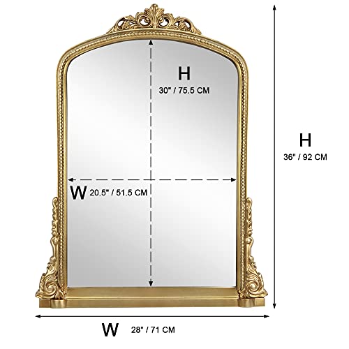 Decor Trends Traditional Ornate Arch Wall Mirror Vintage Fireplace Mirror Mantel Decor, Antique Gold, 36 Inches X28 Inches, Baroque Inspired Wall Mirror, 28 Inches W X 36 Inches L, 21004-Gd #TOP3