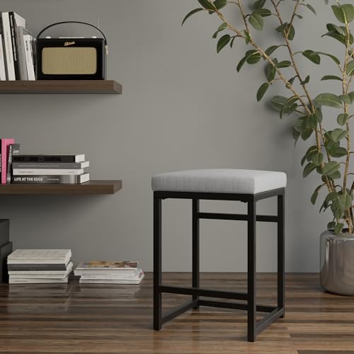 Image of HomePop Metal Frame Counter Stool, 24-Inch, Natural