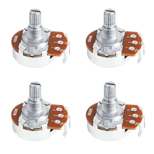 Image of Banworks Aluminium A500K+B500K M8 Full Sized Pots Metric 2A2B 18-Spline Split Short Shaft (15mm Length) Audio & Linear Taper Potentiometers for Epiphone Les Paul LP /SG Squier Strat /Tele JT /XNQ-10