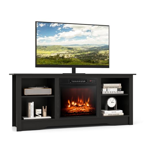 Giantex TV Stand with Fireplace - TV Cabinet with Adjustable Shelves, 18