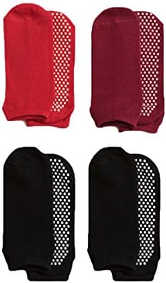 Yoga Socks Non Slip Skid Pilates Barre Ballet 4 Pack Socks with Grips Cotton for Women …