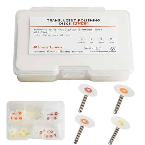 Image of Dental Composite Resin Polishing Disc P12 4.0 Extra Thin Polishe Wheels Diamond Impregnated Polishing System 12.5mm Wheel Sanding Finishing Grinding Lab Tool 41Pcs