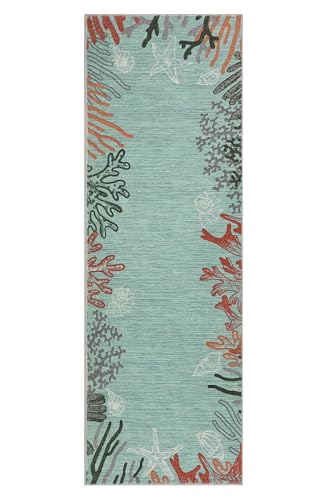 Tapete corredor lavado Coral Coastal 2x6 Aqua