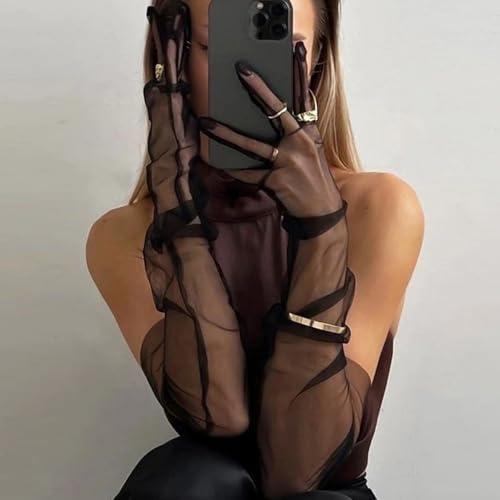 Mesh Gloves Women Tea Party, Black Mesh Gloves for Women, for Halloween,Wedding,Tea Party,Masquerade,Wedding Dinner4