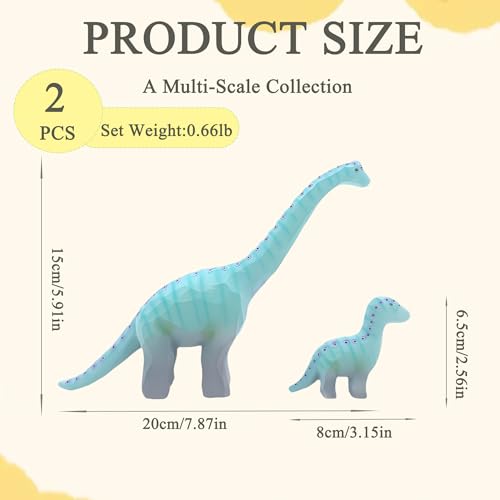 Set de 2 estatuas decorativas de dinosaurios Brachiosaurus miniatura 2