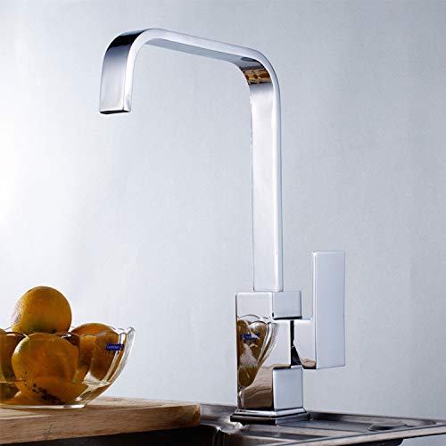 Robinet de cuisine mélangeur carré eau chaude froide évier en cuivre - 3