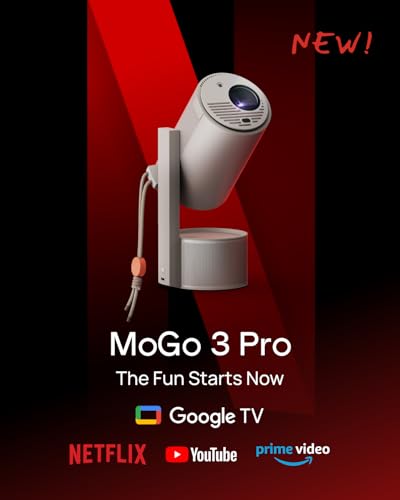 Portable Projector with Google TV and Harman Kardon Sound for 2024, Ideal for Netflix Streaming