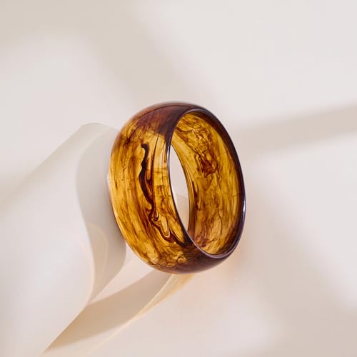 WOWORAMA Colorful Resin Acrylic Bangle Bracelets for Women Geometric Chunky Mottled Acetate Resin Bangles Wide Acrylic Plastic Bracelets Statement Jewelry